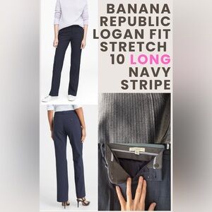 EUC/GUC TALL Banana Republic Navy Pinstripe Logan Fit Stretch Trousers